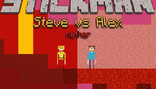 Stickman Steve vs Alex - Nether